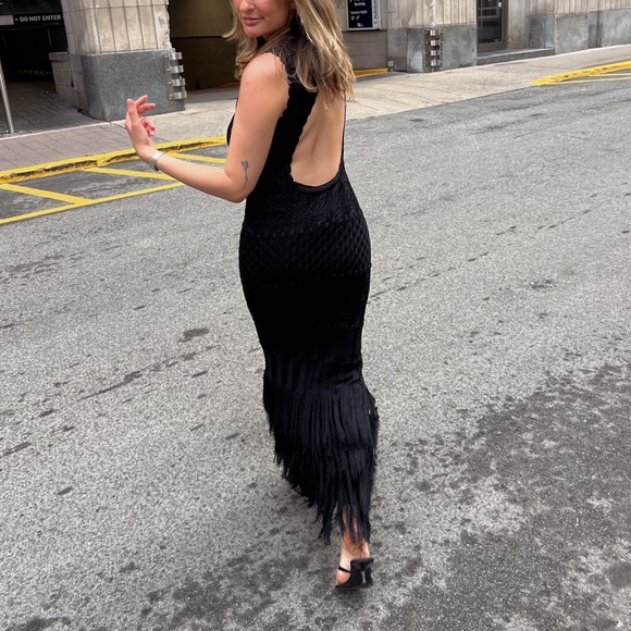 Torn By Ronny Kobo Fringe Black Dress - Picture 7 of 8